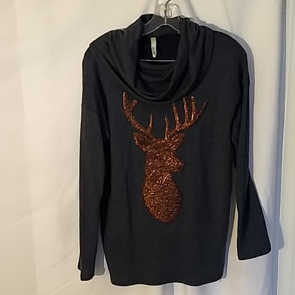 Bo Bel Bronze Sequin Deer Silhouette Scoop Cowl